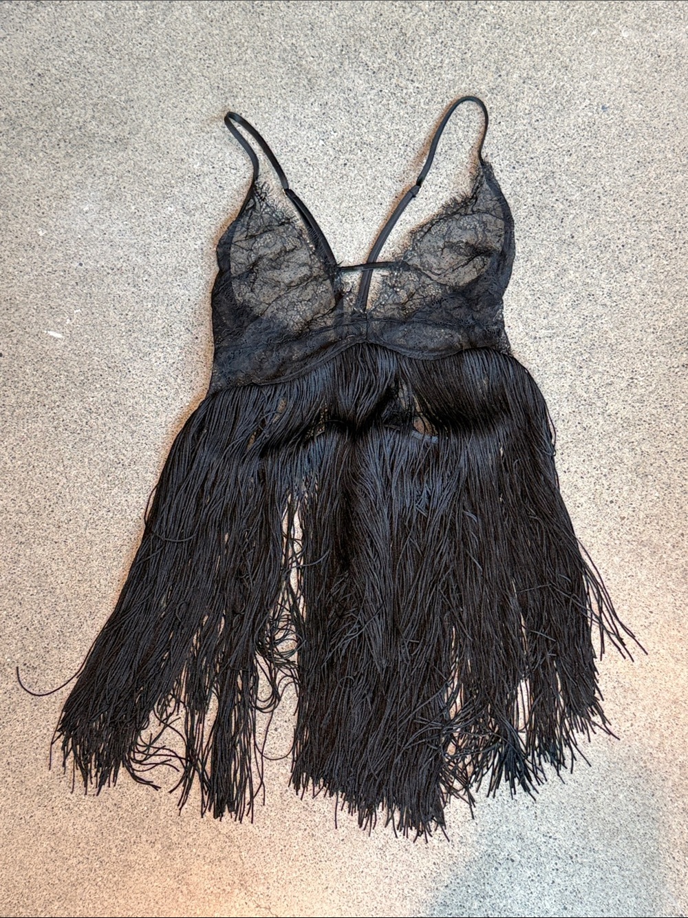 Victoria's Secret Black Lace Fringe Chemise